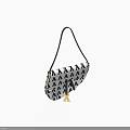 Stylish Bag With Black Strap Repeating A Letters And Eiffel Tower Charm 3d model