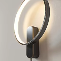 Modern Circular Shade Wall Lamp With Black Metal Frame And Minimalist Design