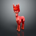 Cute Pink Llama Figurine With Red Fluffy Hair And Standing Pose Design