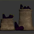 Purple Eggplants In Burlap Bags With Some Scattered Around On Dark Background