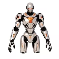 Smart Machine Humanoid Robot Featuring Silver And Orange Mechanical Design With Articulated Joints 3d model