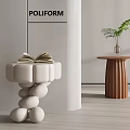 French side corner middle style side round side low stool 3d model