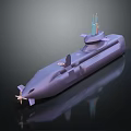 Detailed Purple Submarine Watercraft Model Featuring Command Tower And Propeller