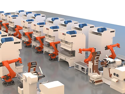 Advanced Industrial Equipment With Robotic Arms And Automated Manufacturing Line 3d model