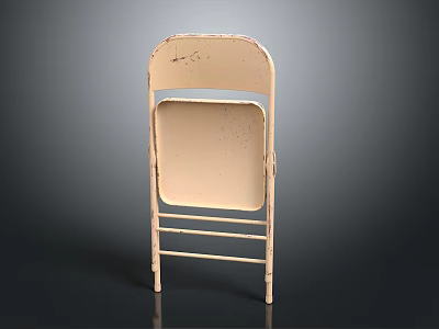 Beige Leisure Folding Chair With Metal Frame And Retro Style Design 3d model