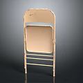 Beige Leisure Folding Chair With Metal Frame And Retro Style Design