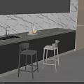 Modern Black Bar Stools With Metal Legs For Kitchen Bar Counter Area