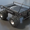 Black Functional Vehicle With Four Wheel Off Road Tires Top Platform And Antennas