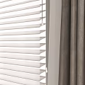 White Blinds In Modern Interior With Gray Curtains And Moon Shaped Decor