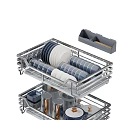 Stainless Steel Kitchen Drawer Organizer With Plates Bowls Cups And Utensil Holder