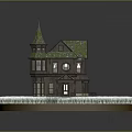 Wooden Cottage With Green Mossy Roof And Spire In Grassy Surroundings