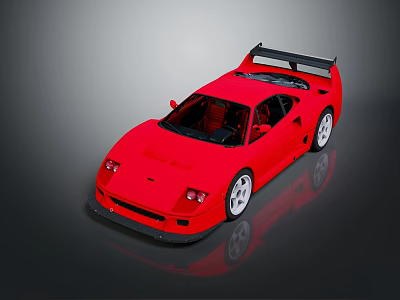 Red High Performance Sports Car With Sleek Exterior And Large Rear Spoiler 3d model
