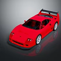 Red High Performance Sports Car With Sleek Exterior And Large Rear Spoiler