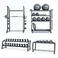 Home Gym Sports Equipment Including Squat Rack Barbell Weight Plates Exercise Balls And Medicine Balls