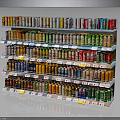 Vibrant Colored Canned Foods Arranged On Retail Shelf For Customer Viewing