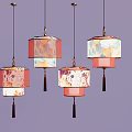Elegant Traditional Hanging Lanterns with Colorful Patterns and Decorative Tassels