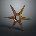 Ancient Rusted Bronze Star Shaped Artifact With Spiked Edges And Central Hole
