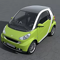 Green Two Seater Compact Car With Modern Design For City Commuting And White Roof