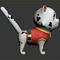 Cute White Cartoon Cat Plush Toy With Black Spots And Red Yellow Vest