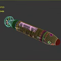Cylindrical Underwater Vessel With Rear Propeller Glass Windows And Metallic Surface
