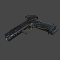 Modern Tactical Pistol With Black Body Sleek Structure Brown Textured Grip And Ergonomic Design