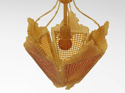 Elegant Intricate Golden Chandelier With Woven Openwork Structure And Decorative Ball 3d model