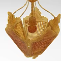 Elegant Intricate Golden Chandelier With Woven Openwork Structure And Decorative Ball
