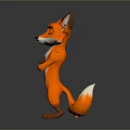 3D Rendered Cartoon Fox Standing With Crossed Arms White Belly And Bushy Tail