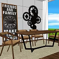 Wooden Dining Table Set With Chairs Gear Wall Art And Friends Family Sign