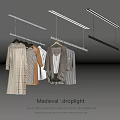 Modern Hanger with Hanging Clothes and Bright Medieval Droplight Design