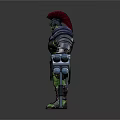 Game Movie Character Green Skinned Warrior In Gladiator Armor With Red Helmet Axe And Hammer
