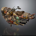 Vintage Rustic Motorcycle Featuring Colorful Worn Mechanical Parts And Leather Seat