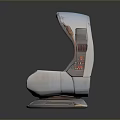 Futuristic Leisure Recliner With Gray Seat Red Accents Tech Panel And Circular Base