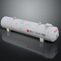 LPG Storage Tank With Red Warning Sign And Metal Base Structure 3d model