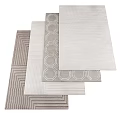 Modern square rugs featuring geometric patterns and striped designs for home decor 3d model