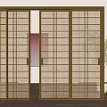 Ancient rattan sliding door 3d model