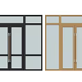 Black and Brown Double Doors with Glass Panels and Metal Handles