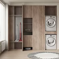 Modern Wooden Bathroom Cabinet Rack With Storage Shelves And Washing Machines
