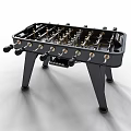 Black Foosball Table With Sturdy Legs And Metal Rods For Game Room Fun