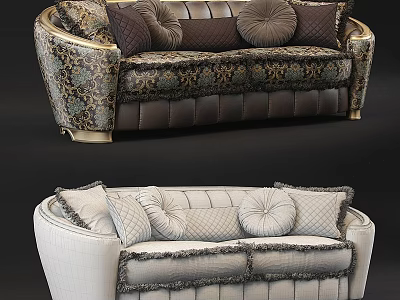 Two Seater Sofa With Decorative Pillows Exquisite Upholstery And Elegant Design Details 3d model