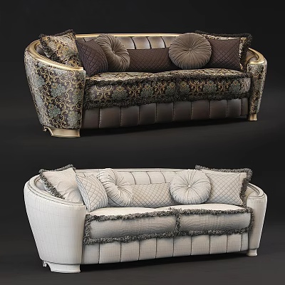 Two Seater Sofa With Decorative Pillows Exquisite Upholstery And Elegant Design Details 3d model