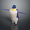 Colorful Penguin Figure With Spread Wings And Blue Yellow White Purple Feathers
