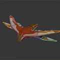 Orange and White Sleek Winged Spaceship with Aerodynamic Design for Interstellar Travel
