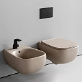 Modern Gray Wall Mounted Toilet And Sink In Bathroom Design