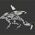 Mechanical Game Movie Character With White Black Orange Accents And Futuristic Winged Quadruped Design