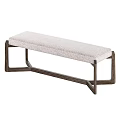 Modern Minimalist Sofa Bench With Light Gray Padded Seat And Dark Brown Wooden Frame