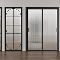 Modern Interior Glass Doors With Black Frames And Various Panel Styles 3d model