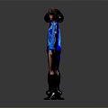 Two Women In Blue Outfits Short Skirts Long Socks With Glowing Details Back Front View