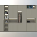 Modern Decorative Cabinet Interior With Vases Shelves Lighting And Cabinet Doors
