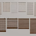 Various Styles of Wooden and Bamboo Window Blinds in Natural Brown Colors for Home Interior